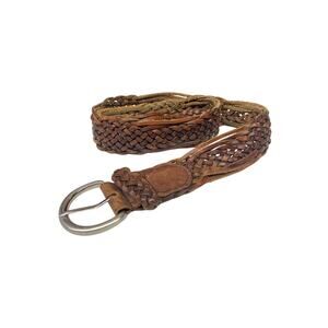Braided Boho Women's Hippie Crunchy Worn Leather Aeropostale Belt 40”